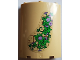 Part No: 30562pb108  Name: Cylinder Quarter 4 x 4 x 6 with Bright Green Leaves, 4 Medium Lavender Flowers, Gold Sparkles and Bricks with Reddish Brown Mortar Pattern 2 (Sticker) - Set 43187