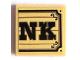 Part No: 3068pb0820  Name: Tile 2 x 2 with Black 'NK' on Wood Plaque Background Pattern (Sticker) - Set 70800