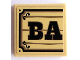 Part No: 3068pb0821  Name: Tile 2 x 2 with Black 'BA' on Wood Plaque Background Pattern (Sticker) - Set 70800