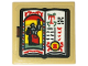 Part No: 3068pb2382  Name: Tile 2 x 2 with Black Open Book, White Pages, Knight on Horse and Red and Black Text Pattern (Sticker) - Set 10332