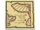 Part No: 3068pb2563  Name: Tile 2 x 2 with Black Tattered Edge Border, Dark Tan Writing, Dark Red Bird Wing and Flying Machine Blueprint Pattern