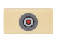 Part No: 3069pb0455  Name: Tile 1 x 2 with Dark Bluish Gray, Black, Light Bluish Gray and Red Circle Button Pattern (Sticker) - Set 76052