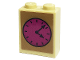 Part No: 3245cpb207  Name: Brick 1 x 2 x 2 with Inside Stud Holder with Magenta Clock Face Pattern (Sticker) - Set 41449