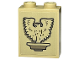 Part No: 3245cpb234  Name: Brick 1 x 2 x 2 with Inside Stud Holder with Phoenix Bird Gargoyle with Dark Tan Feathers and Spread Wings Pattern (Sticker) - Set 76413