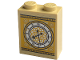 Part No: 3245cpb235  Name: Brick 1 x 2 x 2 with Inside Stud Holder with Clock Face on Gold Background Pattern (Sticker) - Set 43220