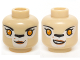 Part No: 3626cpb1141  Name: Minifigure, Head Dual Sided Alien Chima Lion Female Bright Light Orange Eyes, Black Nose, Neutral / Crooked Smile Pattern (Li'Ella) - Hollow Stud