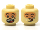 Part No: 3626cpb2773  Name: Minifigure, Head Dual Sided Alien Black Eyebrows, Nougat Face, Cheek Scar, Open Mouth Smile with Top Teeth and Red Tongue / Eyes Closed and Licking Lips Pattern - Hollow Stud