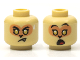 Part No: 3626cpb2775  Name: Minifigure, Head Dual Sided Alien Black Eyebrows, Gold Eyes, Nougat Face, Neutral with Fang and Sweat Drop / Surprised Open Mouth with Red Tongue Pattern - Hollow Stud