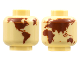 Part No: 3626cpb2842  Name: Minifigure, Head without Face with Reddish Brown Globe World Map without Japan and Hawaii Pattern - Hollow Stud