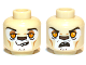 Part No: 3626pb0881  Name: Minifigure, Head Dual Sided Alien Lion with Black Eyebrows, Bright Light Orange Eyes, Medium Nougat Eye Shadow and Cheek Lines, Dark Brown Nose, Lopsided Grin with Sharp Top Teeth / Surprised Open Mouth Pattern