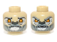 Part No: 3626pb0969  Name: Minifigure, Head Dual Sided Alien Chima Lion with Orange Eyes and Gray and White Beard, Closed Mouth / Open Mouth Pattern (Lagravis)
