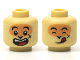 Part No: 3626pb2773  Name: Minifigure, Head Dual Sided Alien Black Eyebrows, Nougat Face, Cheek Scar, Open Mouth Smile with Top Teeth and Red Tongue / Eyes Closed and Licking Lips Pattern