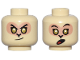 Part No: 3626pb3547  Name: Minifigure, Head Dual Sided Alien Black Eyebrows, Gold Eyes, Nougat Face, Smirk / Surprised Open Mouth with Red Tongue Pattern