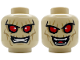 Part No: 3626pb3921  Name: Minifigure, Head Dual Sided Alien with Red Eyes, White Glints, Dark Tan Wrinkles, Clenched Teeth / Open Mouth Grin Pattern