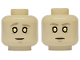 Part No: 3626pb4032  Name: Minifigure, Head Dual Sided Dark Tan Eyebrows and Chin Dimple, Yellow Eyes with White Glints, Right Eyebrow Raised, Slight Smile / Neutral Pattern