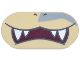 Part No: 66857pb053  Name: Tile, Round 2 x 4 Oval with Dark Brown Nostrils, Dark Red Open Mouth Smile, White Teeth, and Light Bluish Gray Shape Pattern (Super Mario Morton Lower Face)