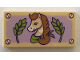 Part No: 87079pb0544  Name: Tile 2 x 4 with Horse with Braided Mane, Green Leaves, and Lavender Background Pattern