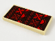 Part No: 87079pb0741  Name: Tile 2 x 4 with Dark Brown Blanket with Red and Dark Red Suns and Flowers Pattern (Sticker) - Set 41149
