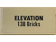 Part No: 87079pb0942  Name: Tile 2 x 4 with Black 'ELEVATION 138 Bricks' on Tan Background Pattern (Sticker) - Set 71044
