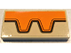 Part No: 87079pb1336  Name: Tile 2 x 4 with Orange Teeth, Black and Dark Orange Bent Lines and Dark Tan Outline Pattern (Sticker) - Set 75974
