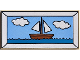 Part No: 87079pb1522  Name: Tile 2 x 4 with Picture of Reddish Brown Sailing Ship, Dark Azure Sea and Bright Light Blue Sky with 2 White Clouds in Frame Pattern