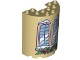 Part No: 87926pb012  Name: Cylinder Half 3 x 6 x 6 with 1 x 2 Cutout with Curved Lattice Windows and Holly Leaves Pattern