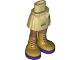 Part No: 92252c00pb035  Name: Mini Doll Hips and Skirt, Medium Nougat Legs and Long Gold Boots with Dark Purple Laces and Soles Pattern - Thick Hinge