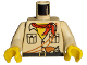 Part No: 973pb0391c01  Name: Torso Adventurers Desert Safari Shirt, Yellow Neck, Red Bandana, Gun Pattern / Tan Arms / Yellow Hands