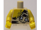 Part No: 973pb0659c01  Name: Torso Male with Chest Hair and Animal Print Top with Bone Pattern / Yellow Arms / Yellow Hands