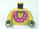 Part No: 973pb1040c01  Name: Torso SpongeBob with Sand Green Neck, Shirt Collar and Pink Lei Pattern / Tan Arms / Sand Green Hands