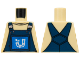 Part No: 973pb1912  Name: Torso Overalls Dark Blue over Crew Neck Shirt, White Drainpipe on Blue Patch Pattern