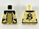 Part No: 973pb3590  Name: Torso Female Jacket with Dark Blue Collar, Gold 'FD' and Shirt Diagonal Stripes Pattern
