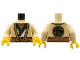 Part No: 973pb4799c01  Name: Torso Robe with Gold Hems, White Tunic, Dark Tan Scarf, Copper Sash, Ninjago Logogram 'MASTER' on Back Pattern / Tan Arms / Yellow Hands