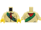 Part No: 973pb4878c01  Name: Torso Shirt, Red Neckerchief, Green Sash with Scout Badges Pattern (BAM) / Tan Arms / Yellow Hands
