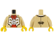 Part No: 973pb6131c01  Name: Torso Coat Open with White Panels and Gold Trim over Vest with Buttons, Red Bow and Waistband Pattern / Tan Arms / Yellow Hands