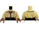 Part No: 973pb6355c01  Name: Torso Shirt with Open Collar and 2 buttons, Medium Brown Neck, Dark Green Belt with Gold Buckle Pattern / Tan Arms / Medium Brown Hands
