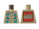 Part No: 973px105a  Name: Torso Western Indians Necklace and Dark Turquoise Squares - LEGO Logo on Back Pattern