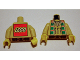 Part No: 973px105ac01  Name: Torso Western Indians Necklace and Dark Turquoise Squares - LEGO Logo on Back Pattern / Tan Arms / Yellow Hands