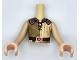 Part No: FTBpb105c01  Name: Torso Mini Doll Boy Tan and Olive Green Tunic with Medium Nougat Squares, Dark Brown Belt with Copper Buckle, Ornate Collar Pattern, Light Nougat Arms and Hands with Tan Long Sleeves
