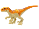 Part No: atrocira01  Name: Dinosaur Atrociraptor with Orange Back, Reddish Brown Stripes, and Bright Light Orange Eyes