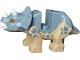 Part No: bb1151c02pb01  Name: Dinosaur Triceratops Baby with Fixed Sand Blue Top with Molded White Horns and Beak and Printed Bright Light Orange Eyes and Sand Blue Spots Pattern