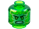 Part No: 28621pb0034  Name: Minifigure, Head White and Lime Energy Face, Lime Eyes, Scowl Pattern - Vented Stud