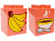 Part No: 31110pb190  Name: Duplo, Brick 2 x 2 x 2 with Yellow Bananas with Reddish Brown Outlines / Bowl with Silver Spoon Pattern