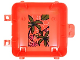 Part No: 64454pb16  Name: Container, Box 3 x 8 x 6 2/3 Half Back with Bunting, Flower, Lime Palm Tree Leaves and White Stars Background Pattern (Sticker) - Set 41662