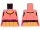Part No: 973pb5494  Name: Torso Female Crop Top, Black Trim, Magenta 'SPORT' over Yellow Bare Skin with Muscles Pattern