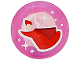 Part No: 98138pb418  Name: Tile, Round 1 x 1 with Fairy Godmother Flora, Light Nougat Face, Red Cloak, White Dots and Sparkles Pattern