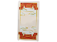 Part No: 57895pb138  Name: Glass for Window 1 x 4 x 6 with Gold Outlines, White and Light Aqua Clouds and Red Lattice on Dark Red Background Pattern