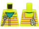 Part No: 973pb4780  Name: Torso Safety Vest with Silver and Orange Reflective Stripes over Dark Turquoise Shirt, Radio Pattern