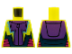 Part No: 973pb4848  Name: Torso Jumpsuit Dark Purple Center Panel, Bright Light Blue Lightning, Magenta Side Panels Pattern