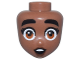 Part No: 106009  Name: Mini Doll, Head Friends with Black Eyebrows and Eyelashes, Wide Shocked Dark Orange Eyes, Reddish Brown Lips, and Open Mouth with Teeth Pattern